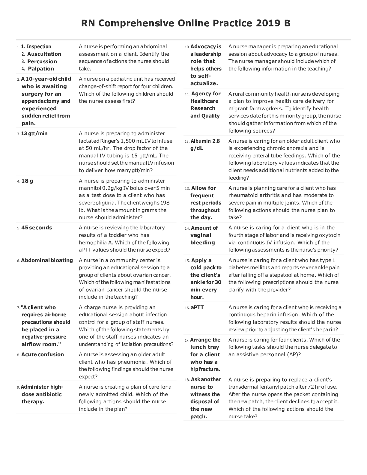 Preview image for ATI RN Comprehensive Online Practice 2019 B